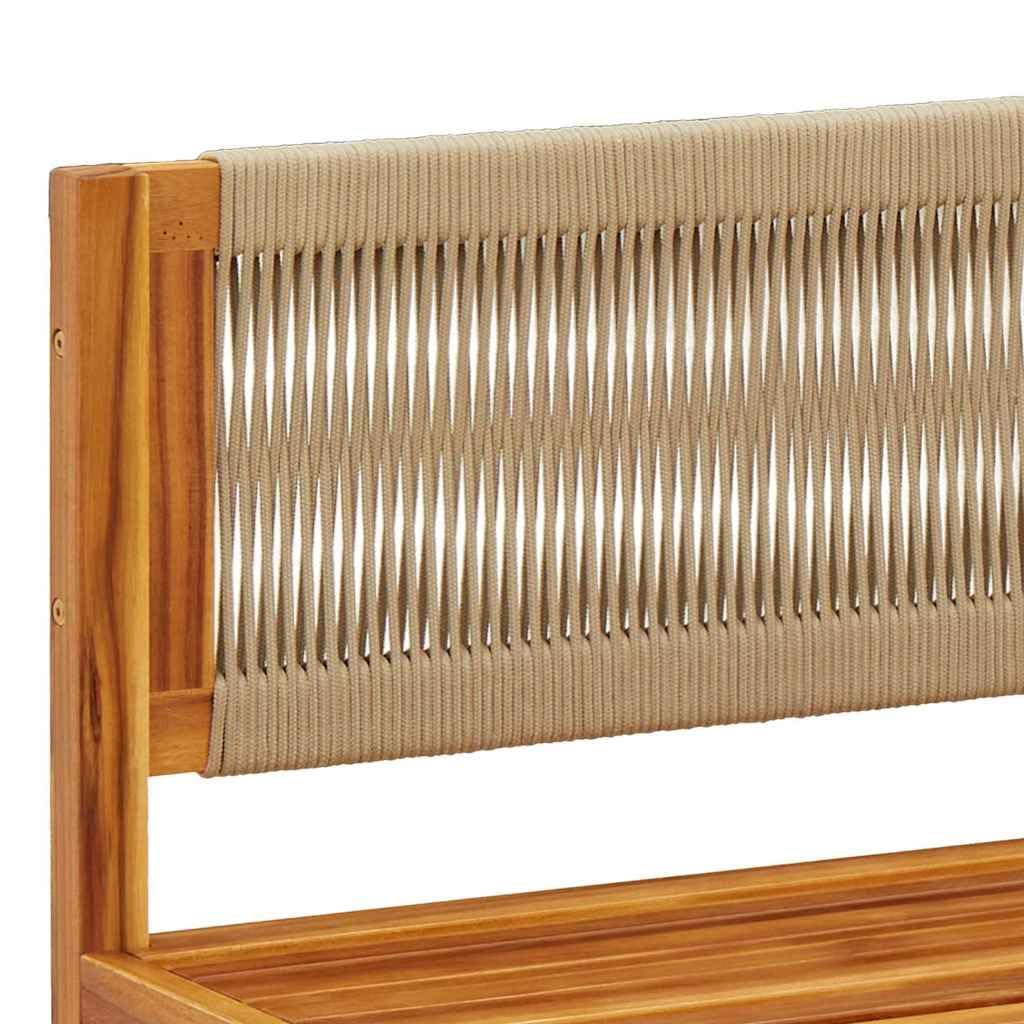 Divano da giardino angolare in legno di acacia e corda, divano angolare esterno con cuscini sfoderabili lavabili, poltrona d'angolo modulare per patio terrazza, seduta resistente alle intemperie