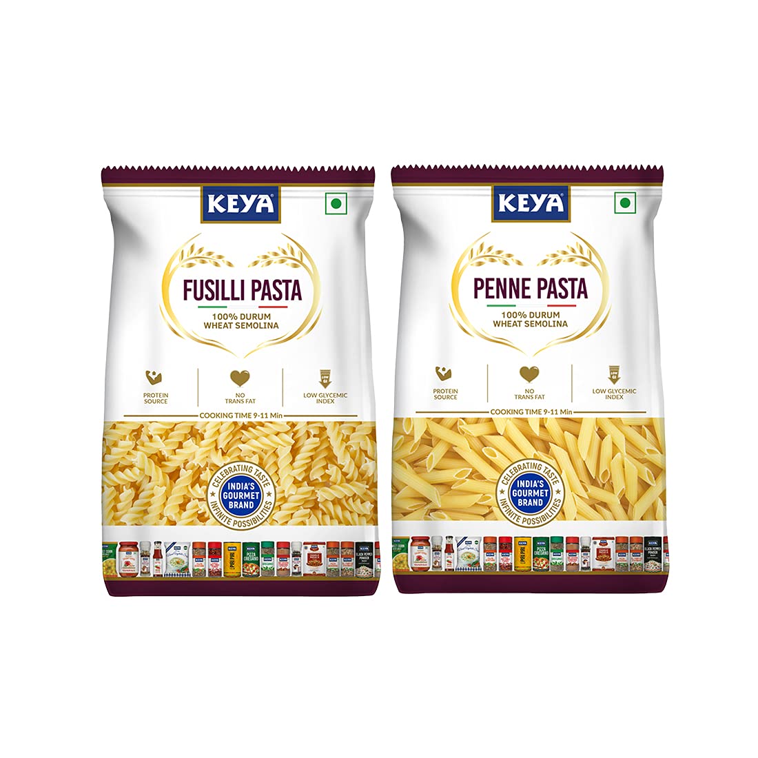 Keya No Maida 100% Durum Wheat Pasta Combo, Fusilli Pasta 400gm, Penne Pasta 400gm, Pack 2 (B09C1PJXN5) Amazon Price History, Amazon Price Tracker