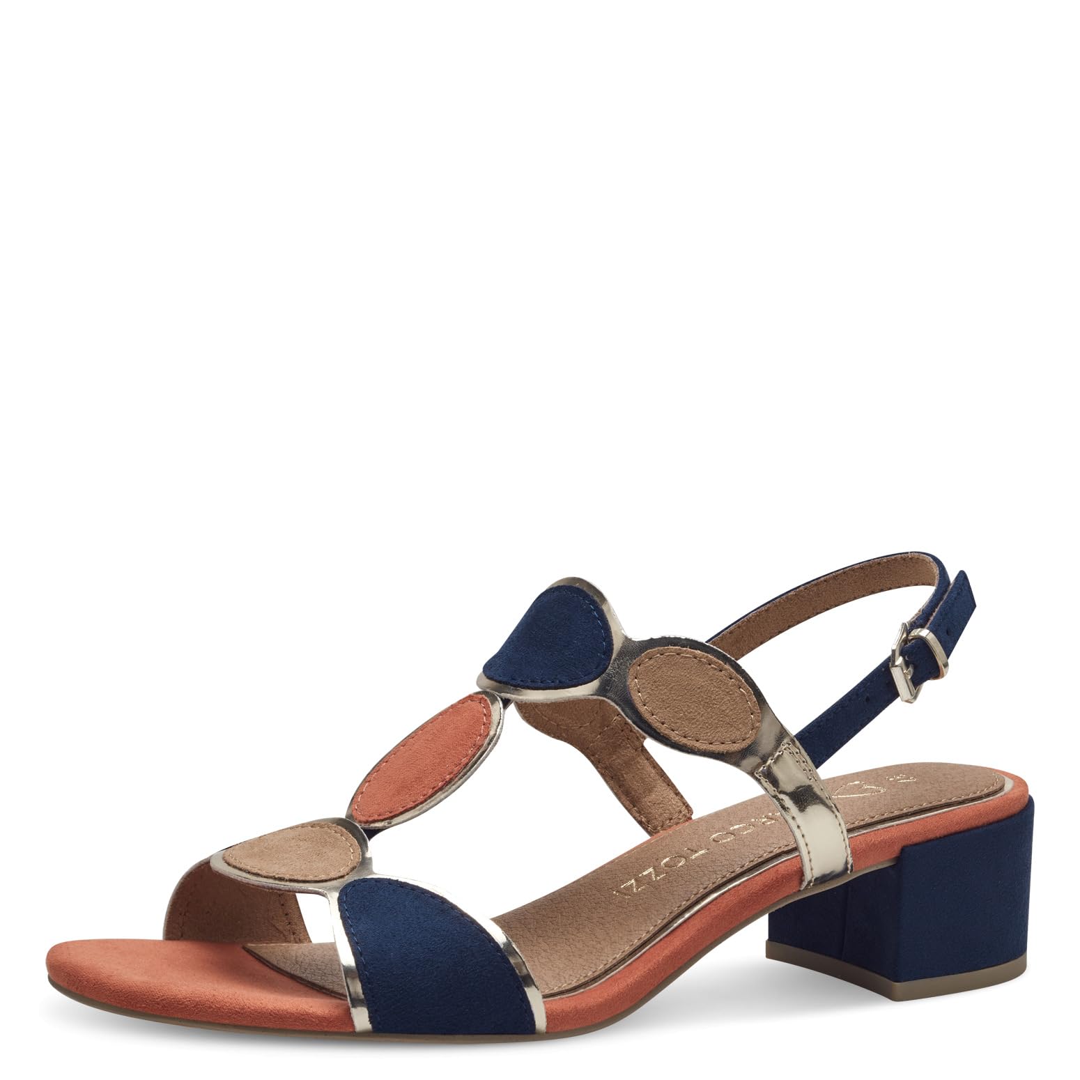 MARCO TOZZI Women's 2-28230-42 Heeled Sandal, Navy Comb, 3.5