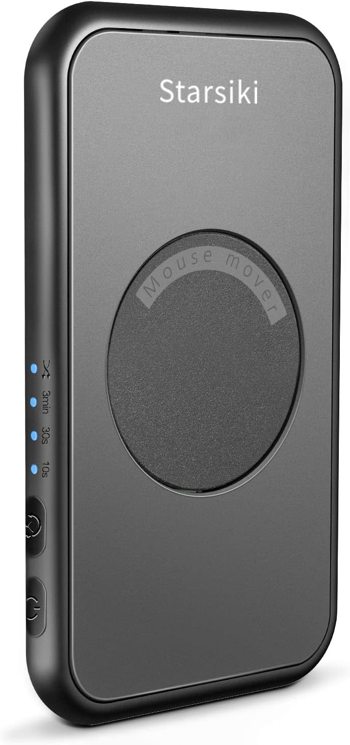 【Ultra-Slim Quiet】STARSIKI Undetectable Mouse Jiggler Interval Timer Adjustable, Mouse Mover with On/Off Switch, Automatic Device to Keep Moving Mouse Wiggler Shaker Clicker Random Movement DriverFree