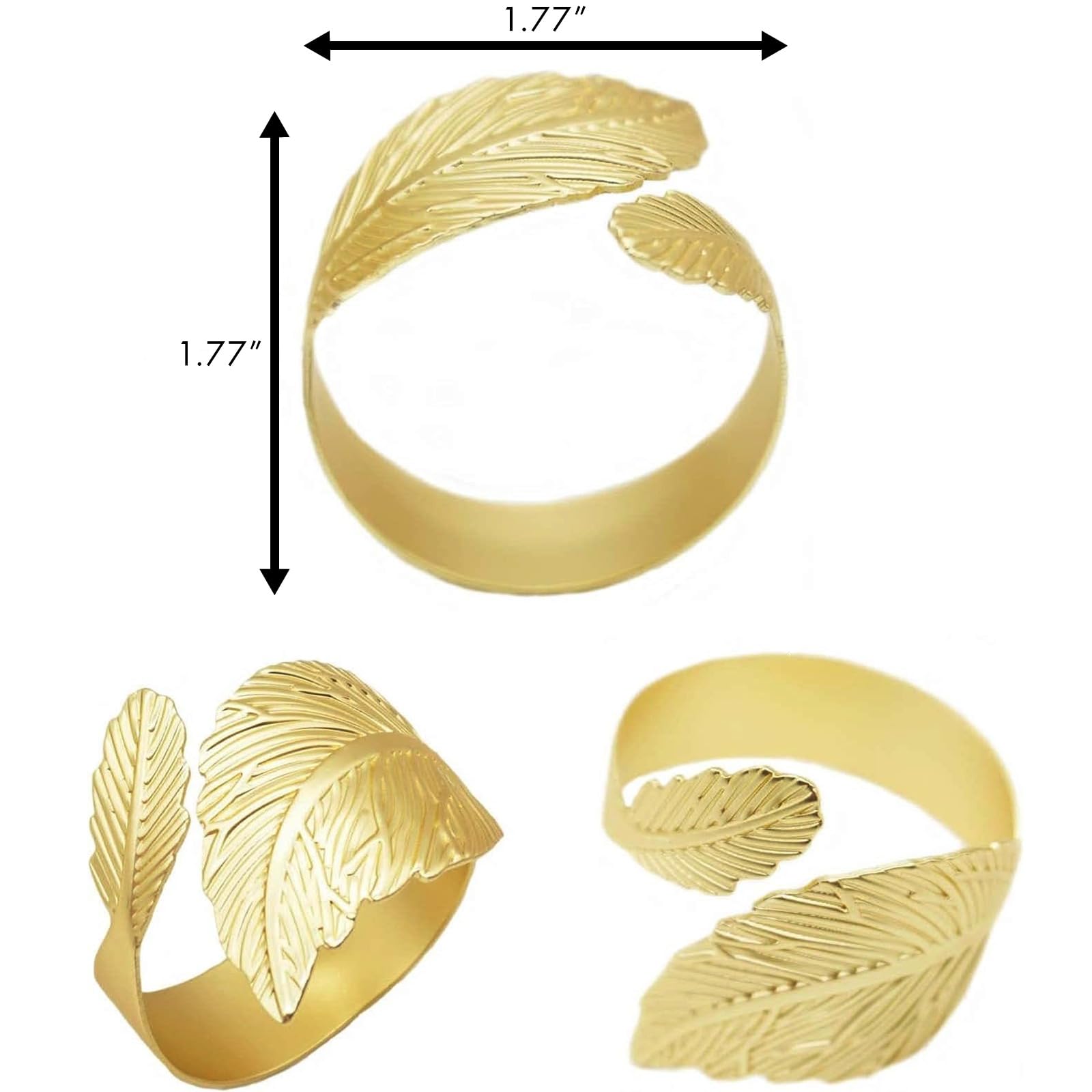 Elegant Leaf Napkin Rings Set of 10, Gold Napkin Rings for Special Occasions and Weddings, Enhance Your Table Setting with Style