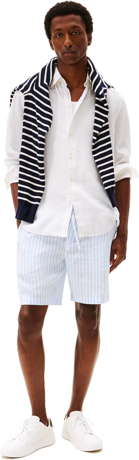 Tommy Hilfiger Men's Long Sleeve Casual Linen Button Down Shirts in Regular Fit