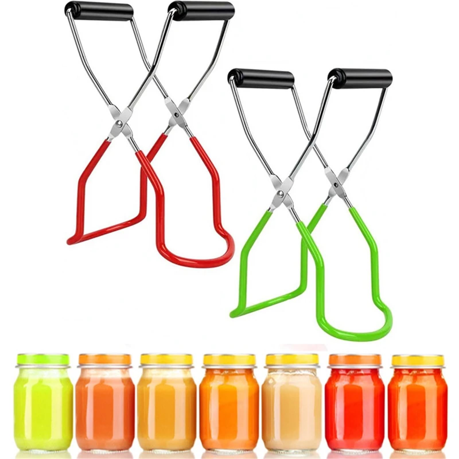 5 stücke Einmachglas Heber Tong Edelstahl Können Clip Mit Grip Griff Wärme Widerstand Anti-Clip Glas flasche Halter KitchenTool Für Ofen(Red)