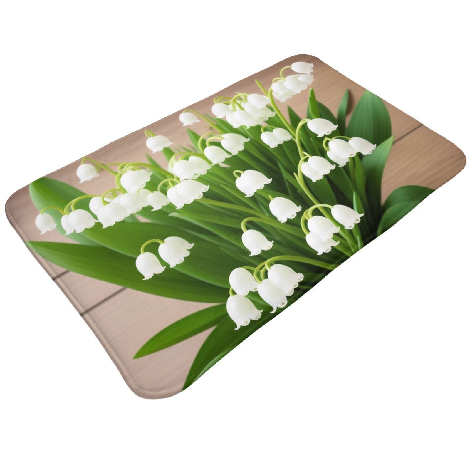 Lilies of The Valley Print Living Room Bathroom Kitchen Anti Slip and Absorbent Carpet, Indoor Entrance Door Muddy Floor Mat, Ultra Soft Washable Carpet 21x31.5 Inches
