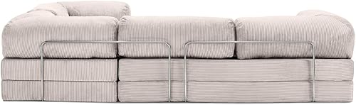 Miniatura 8 de TUFT & FINCH Sofá comprimido en forma de L de alta calidad, cama y asientos de 3 plazas, sofás seccionales convertibles para sala de estar, oficina