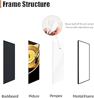 Vista 7 de Homso Marco para discos de vinilo para pared, cubierta de álbum para discos LP de 12.5 x 12.5 pulgadas con tapa, acabado de aluminio metálico, Negro