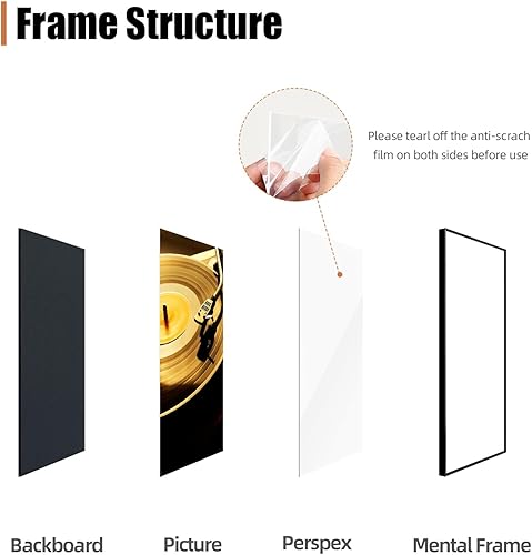 Miniatura 7 de Homso Marco para discos de vinilo para pared, cubierta de álbum para discos LP de 12.5 x 12.5 pulgadas con tapa, acabado de aluminio metálico,