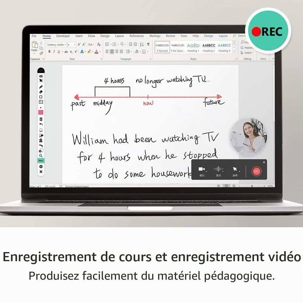 PenPower RemoteGo LCD Writing Pad | 2e génération | Écriture Visible | Logiciel 3 en 1 avec Tableau Blanc numérique, Annotation et Enregistrement d'écran
