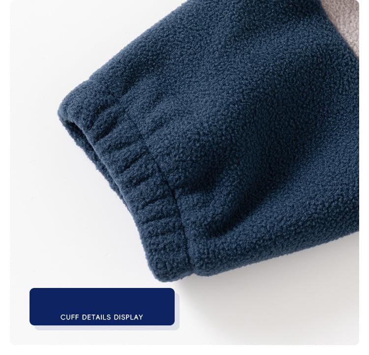 Irsutey Toddler Boys Girls Stand Up Collar Polar Fleece Jacket Color Block Zip Long Sleeve Winter Outerwear4