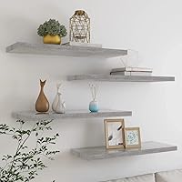 Vista 125 de Estantes flotantes de pared, 2 piezas de madera de fibropanel de densidad media gris de 47.2 x 9.3 x 1.5 pulgadas, estante de almacenamiento