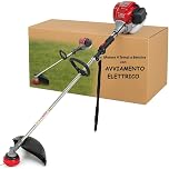 Decespugliatore Tagliaerba a Benzina 4 Tempi 35,8cc con AVVIAMENTO ELETTRICO, Potente, Affidabile, Facile da Avviare per chi non vuole affaticarsi con accensione a mano, per giardini e terreni