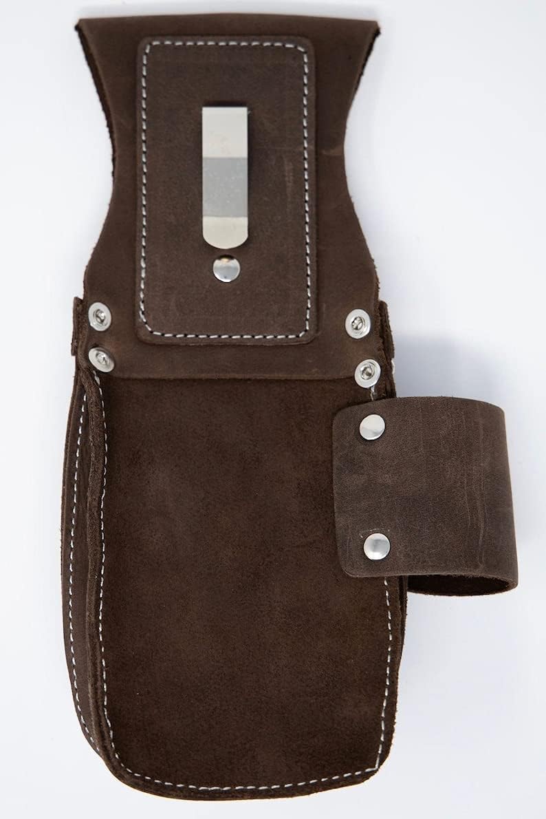 100% Buffalo Leather Hammer Holder with Stainless Steel Clip for Easy Attachment, Brown