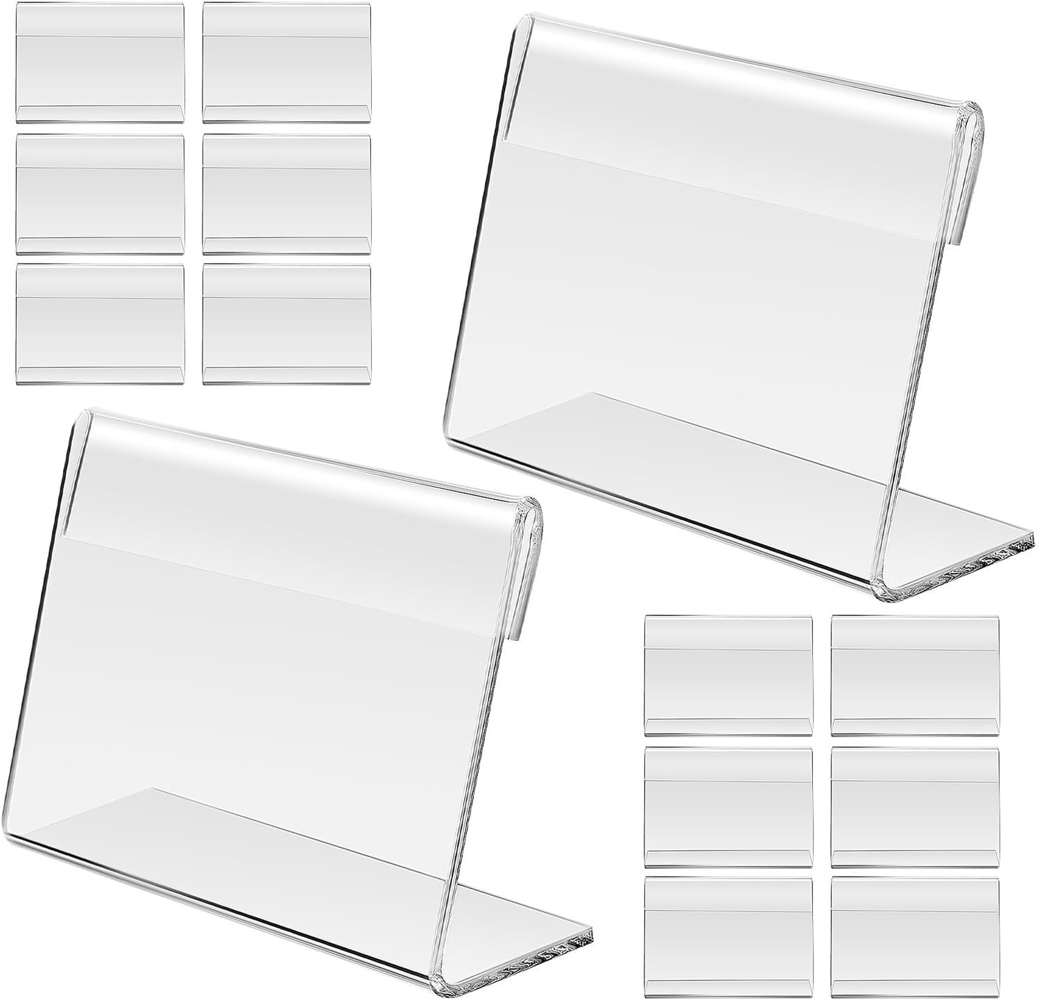36pcs Acrylic Name Cards Display Holder with L Shape Design, 3.5x2.4in Table Sign Holder for Retail and Tabletop Use, Easy to Use and Space Saving Price Label Stand