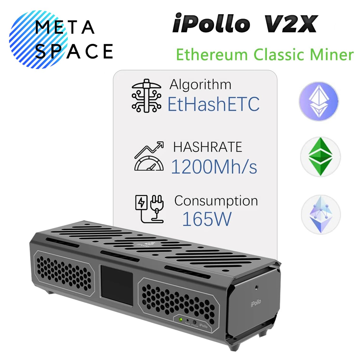 New ETC Miner iPollo V2X 1.2Gh/s 165W ETCHash Algorithm with PSU iPollo  Ethereum Classic Miner V2X ETC Mining Machine ETC Coin ASIC Miner by META  Space : Amazon.co.uk: Computers & Accessories
