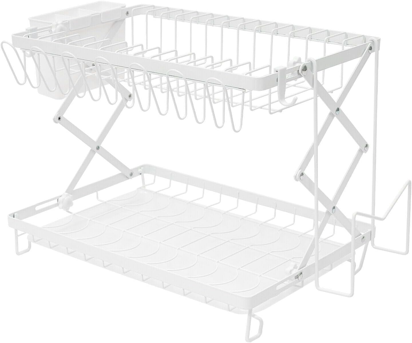 2 Tier Dish Drying Rack for Kitchen, Foldable Dish Drying Rack, Dish Drainer Rack