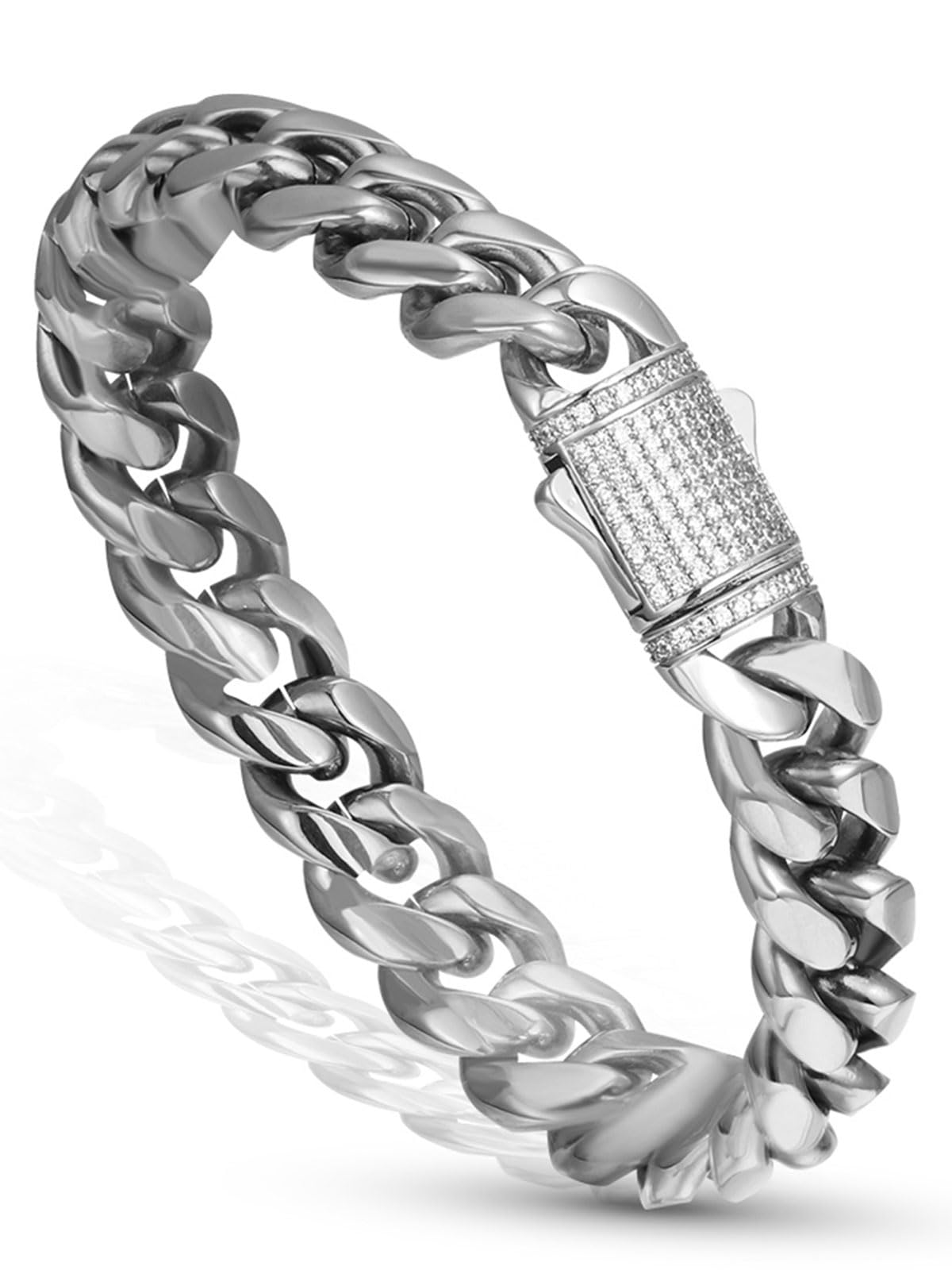 Miami Cuban Link Chain Hip Hop gioielli in acciaio inox 14K placcato oro bianco collana per uomo donna regalo 12 mm
