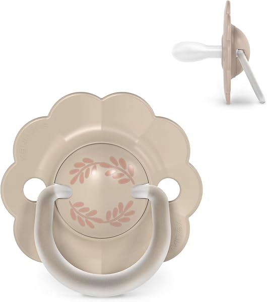 Suavinex, Sucette Bébé 0/6 Mois et Nouveau-nés, Tétine Symétrique SX Pro en Silicone, Réversible, Plate et Flexible, Respecte le Développement Buccodentaire, Forme Ronde avec Anneau, Wonder Marron - 1