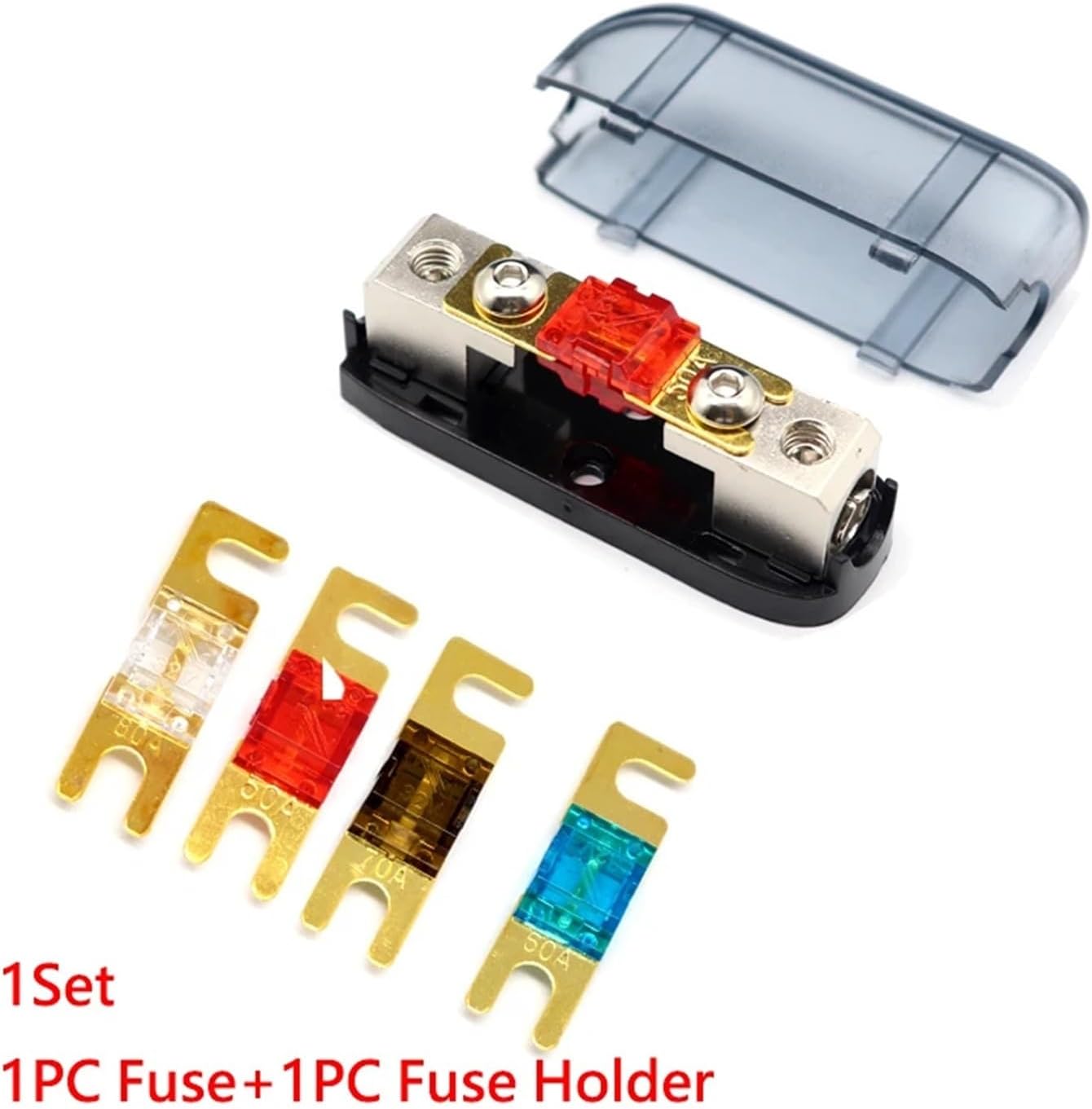 Car Audio Fuse 30A 40A 60A 80 100A - 2000A Power Fuse Holder Stereo Audio Single Way Fuse Holder Power Distribution Fuse Box(1Set Opening,125A)