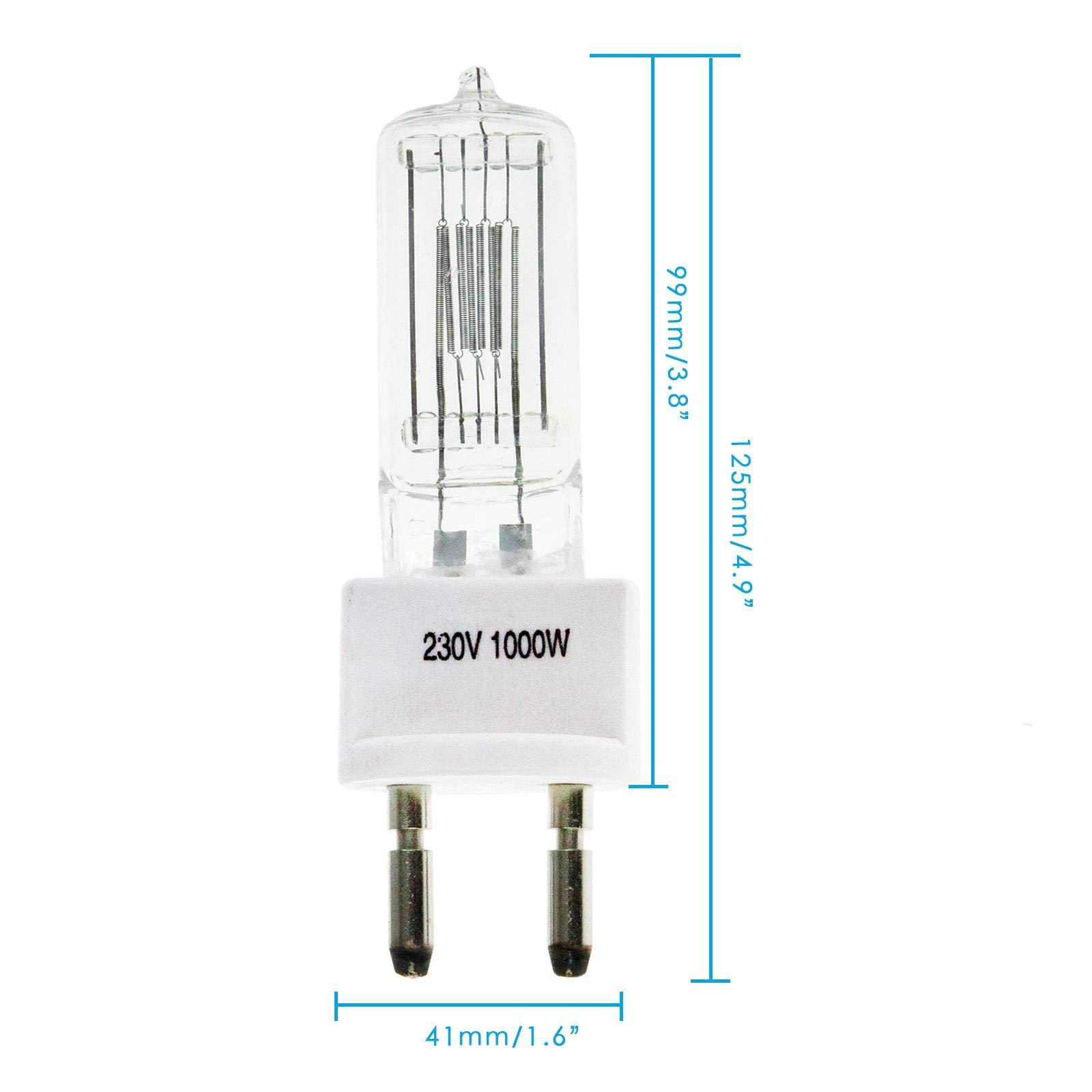5X Bombilla Halógena de Tungsteno Fresnel 1000W, Lámparas Halógenas, Luz Cálida 3200K 230V, Luz de Tungsteno Fresnel Continua para Fotografía de Productos, Películas, Publicidad