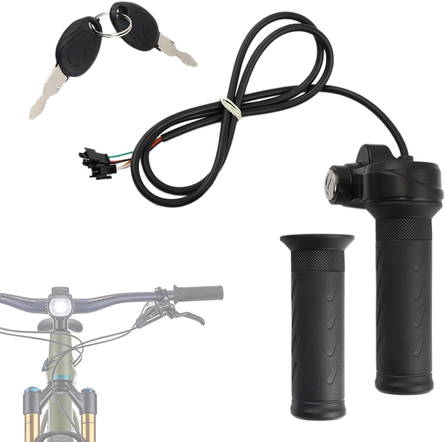 EBike Full Twist Throttle, 3-Pin Universal Throttle Grip with Waterproof Joint, Ridstar Q20 Full Twist Throttle for Upgrading Electric Scooter Trike Accessorie