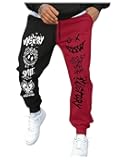 Men's Color Block Graphic Sweatpants Drawstring Gym Joggers Pants with Pockets