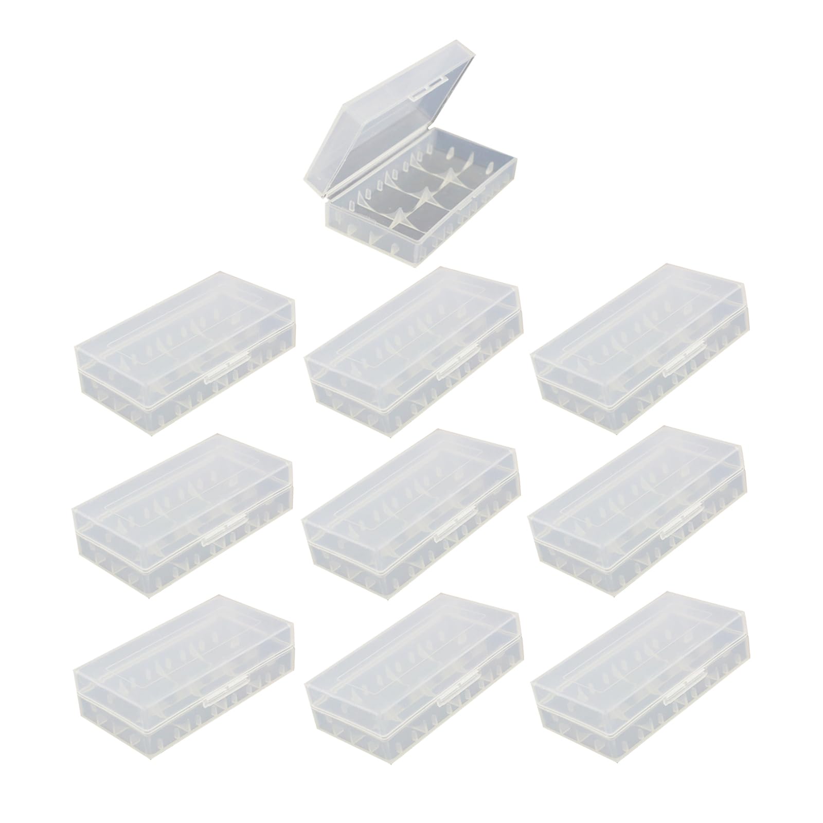 STEPMAX 10 Pack Plastics Storage Case Holder Box for 18650 CR123 CR123A 16340 Battery Clear