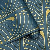 Peel and Stick Wallpaper Gold and Blue Wallpaper Stripe Contact Paper Geometric Removable Self Adhes