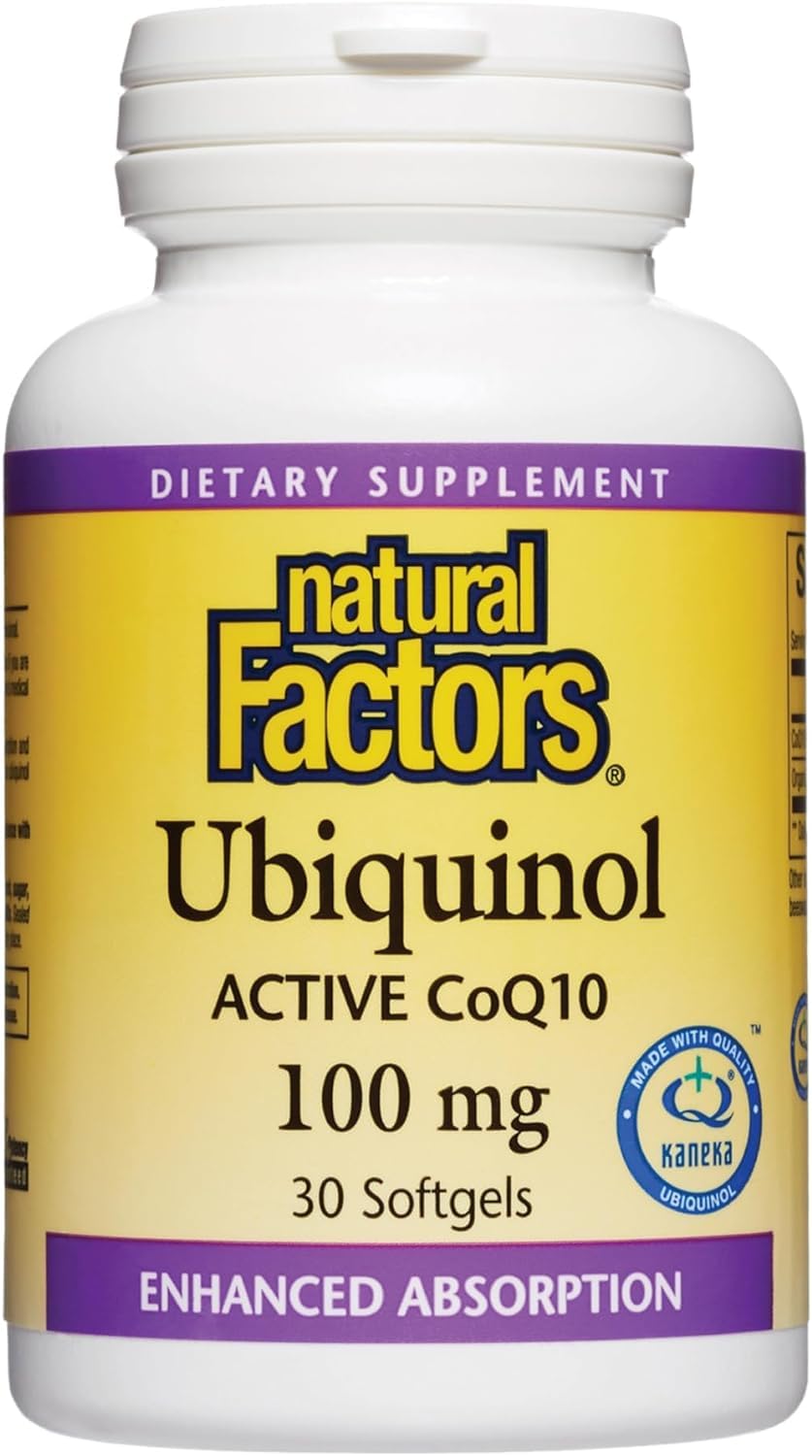 Natural Factors Ubiquinol 100 mg - Supports Heart Health & Natural Vitality - Antioxidant Support Supplement with Superior Absorption - Energy Support with Flaxseed Oil - 30 Softgels (30 Servings)