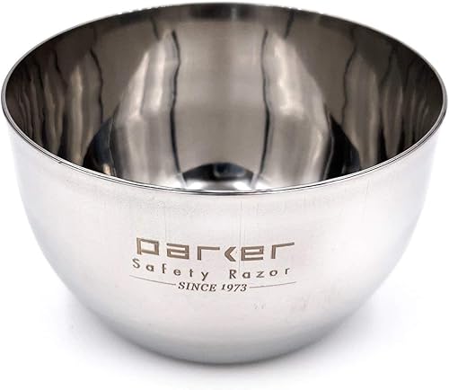 Parker Deluxe - Cuenco de afeitar irrompible de acero inoxidable, para usar con tu jabón de afeitar o crema de afeitar favorita