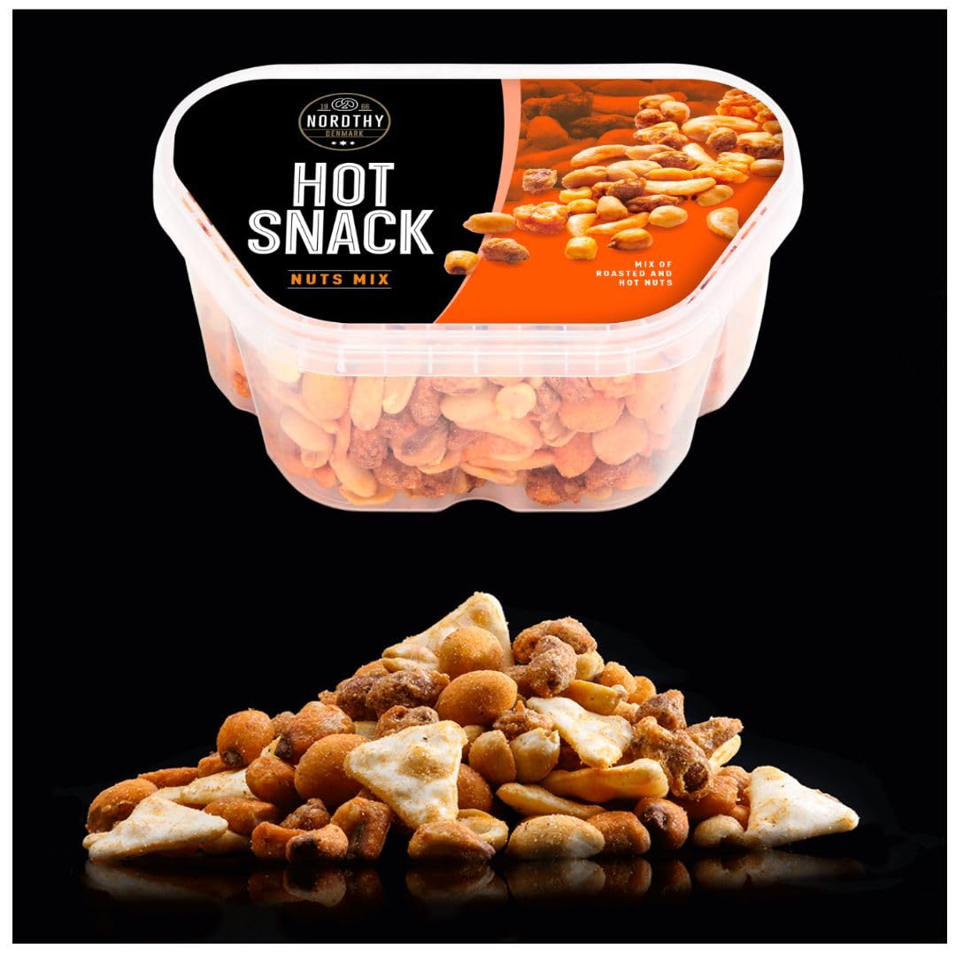 Nordthy Hot Snack Nussmischung 3×360 g | Pikant-würziger Nussmix | Knuspriger Party- & Büro-Snack | Vorratspack 1,08 kg | ideal zum Teilen & Unterwegs