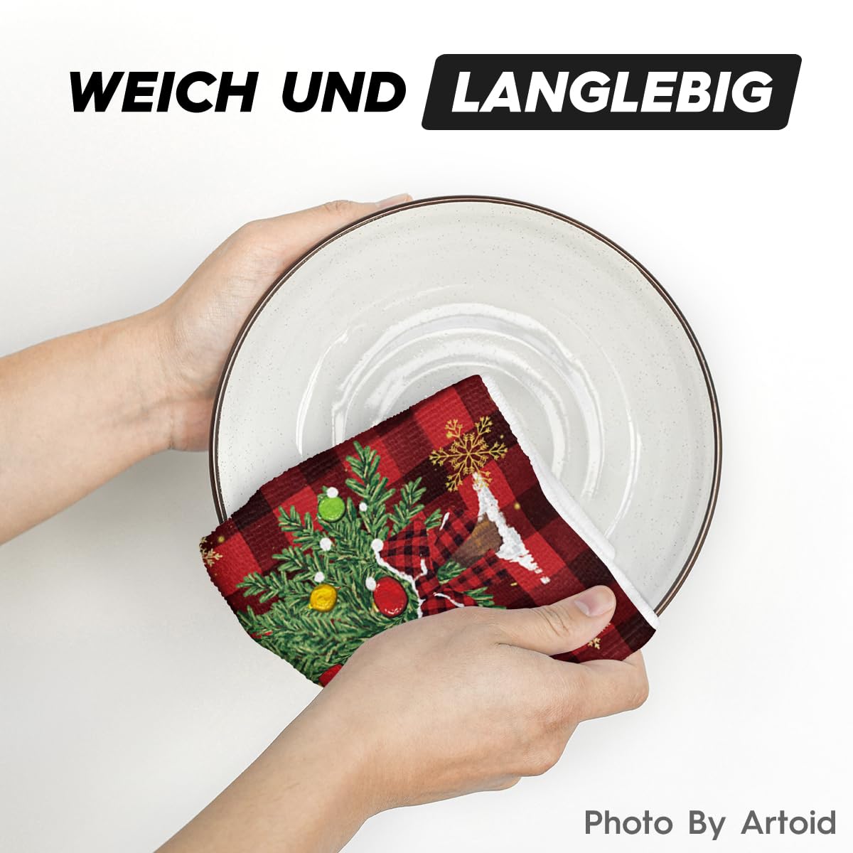 Torchons De Cuisine Noël Flocons De Neige - Lot De 2 | Très Absorbants Et Doux | Déco Hivernale