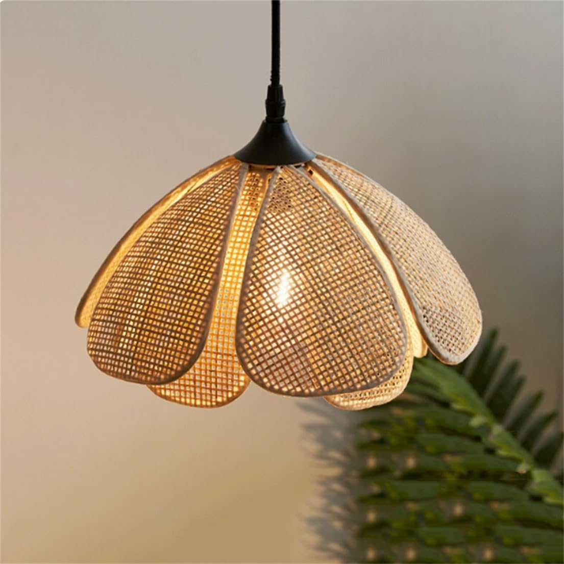 Lámpara de mimbre de 50 cm de estilo rústico costero ideal para cenar en el comedor bohemio