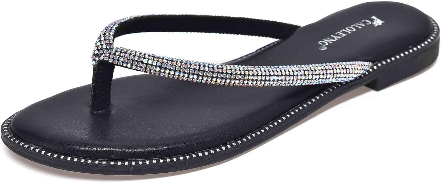 caloleyng Womens Microfiber Leather Dress Flat Sandals Summer Fashion Slides And Flip Flops Collection