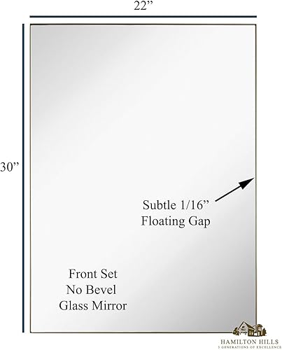 Miniatura 2 de Hamilton Hills Espejo de tocador con marco de metal cepillado dorado de 22 x 30 pulgadas para pared  Espejo de pared rectangular cuadrado de vidrio