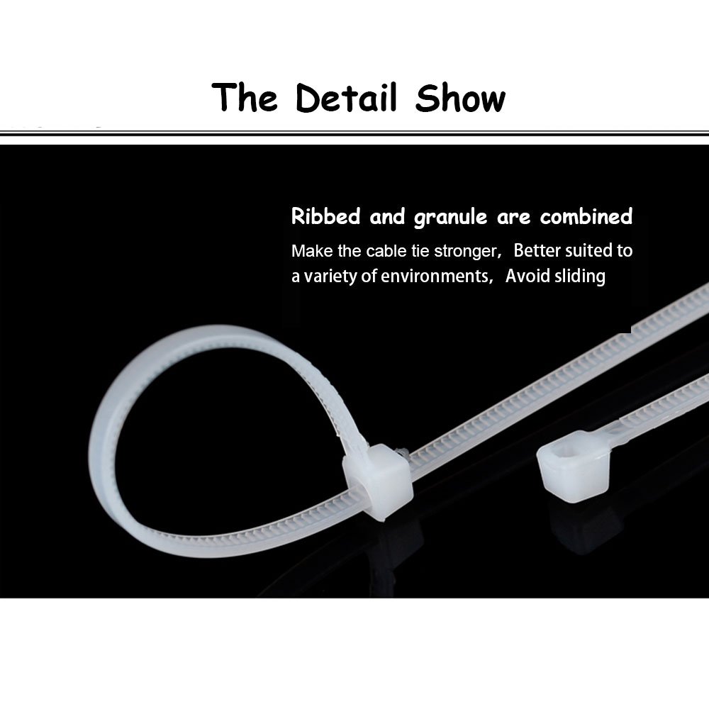 Zip Ties - Bridas resistentes de 4+6+8+10+12 pulgadas, color blanco y negro, 500 unidades (paquete combinado) bridas de plástico de nailon autobloqueantes