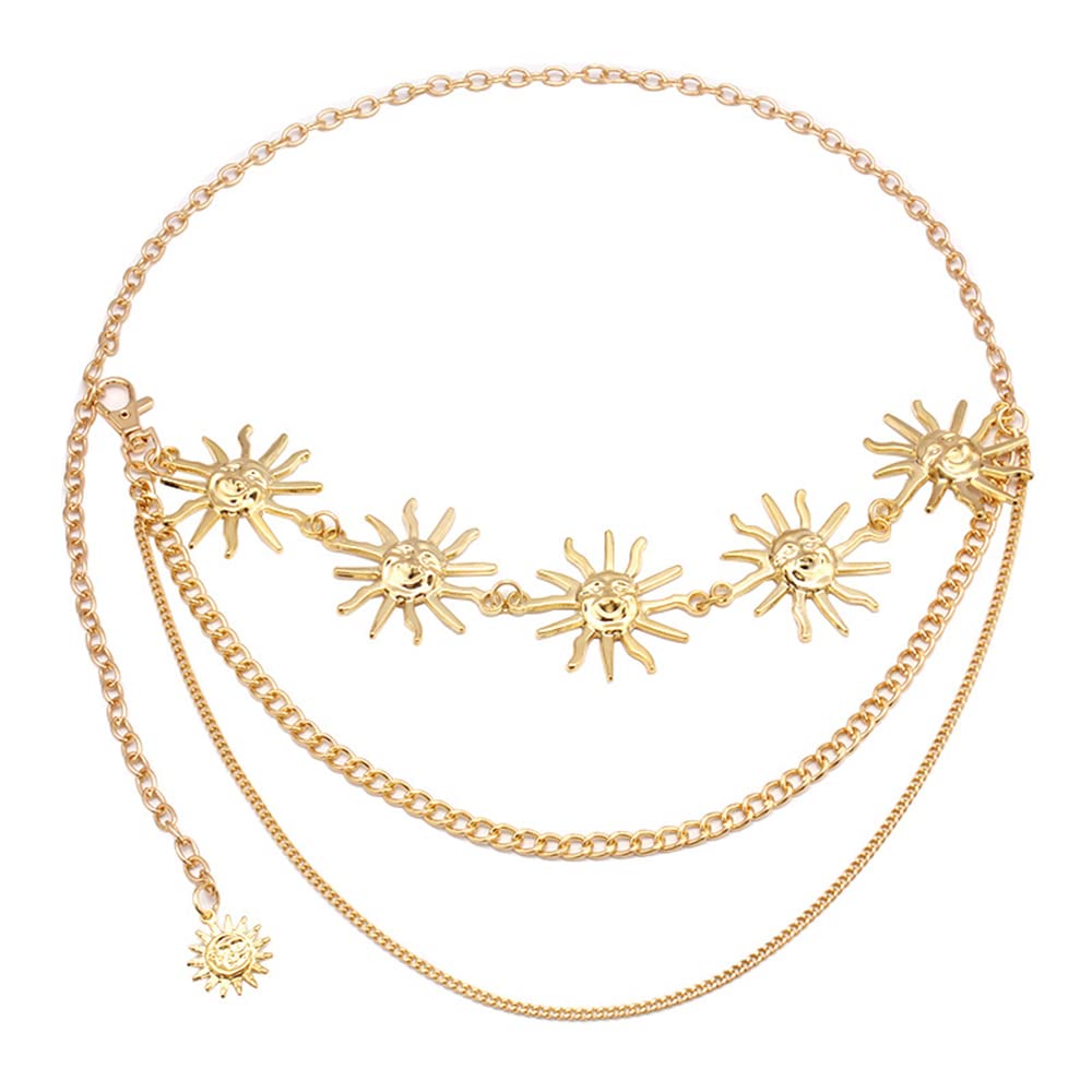 Amazon.com: Sun Waist Chain Multilayer Belt for Women Gold  display picture 2