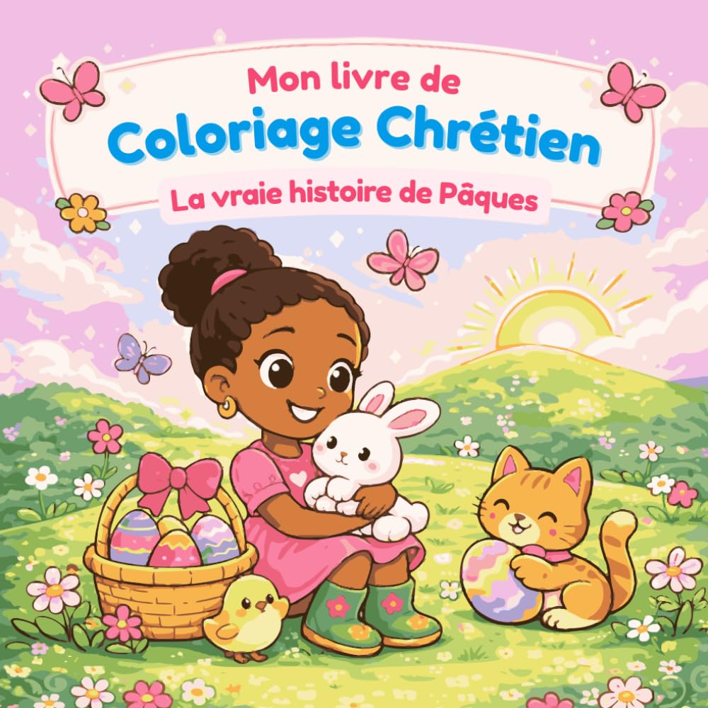 Coloriage Chrétien de Pâques pour Enfants 4-8 ans: 50 Dessins Mignons sur la Bible et la Foi pour découvrir l’Amour de Dieu | La Vraie Histoire de Pâques | Cadeau Chrétien idéal pour Filles
