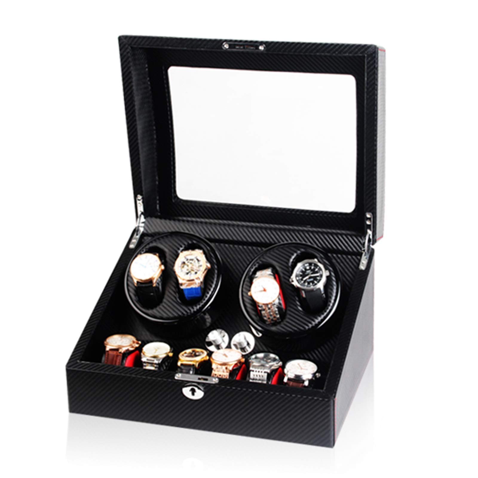 OLSKFUH Watch Winder Automatic Rotate Watch Winder Box Silent Motor 4 Watch Winder Positions And 6 Display Storage Spaces For Men And Women Watches Gift,
