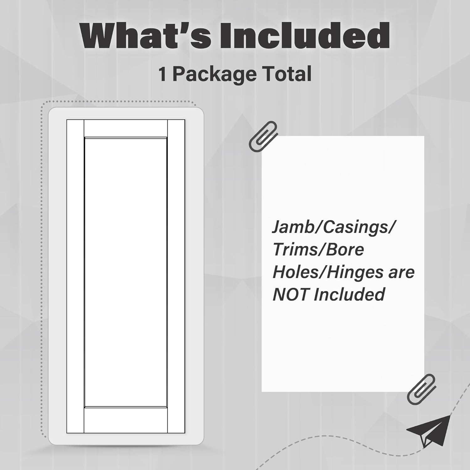 30 x 80 Interior Door Slab, White 5-Panel Laundry Door Replacement, Room Doors Without Borehole, Prehung or Pocket Doors Slab, Lightweight Hollow Core