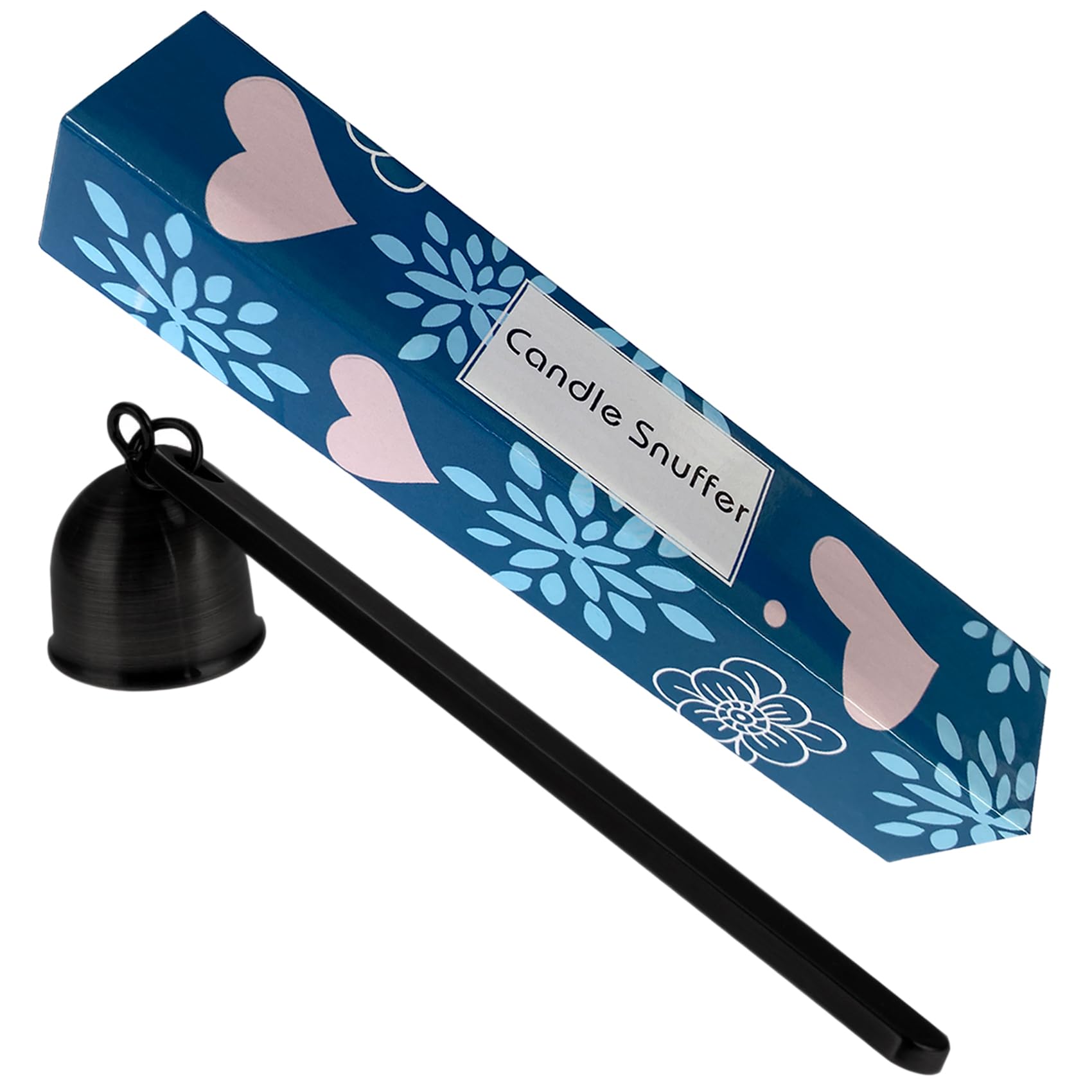 Apagador de velas sin humo con mango largo de acero inoxidable negro marfil