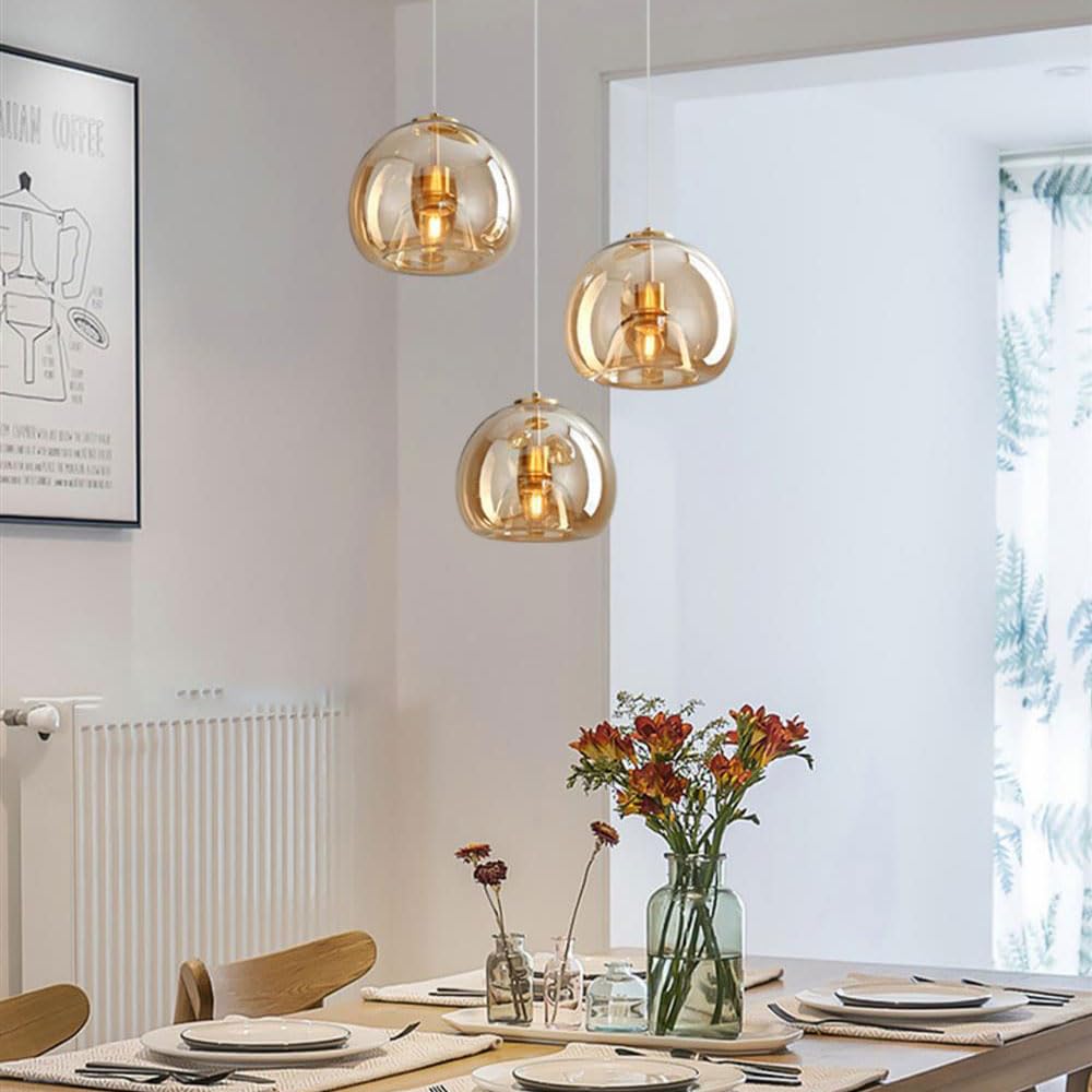 SSBHDM Suspension En Verre De Style Industriel Nordique, Lustre à Tête Unique à Vis E27, Luminaires De Plafond, Lampe Suspendue De Décoration De