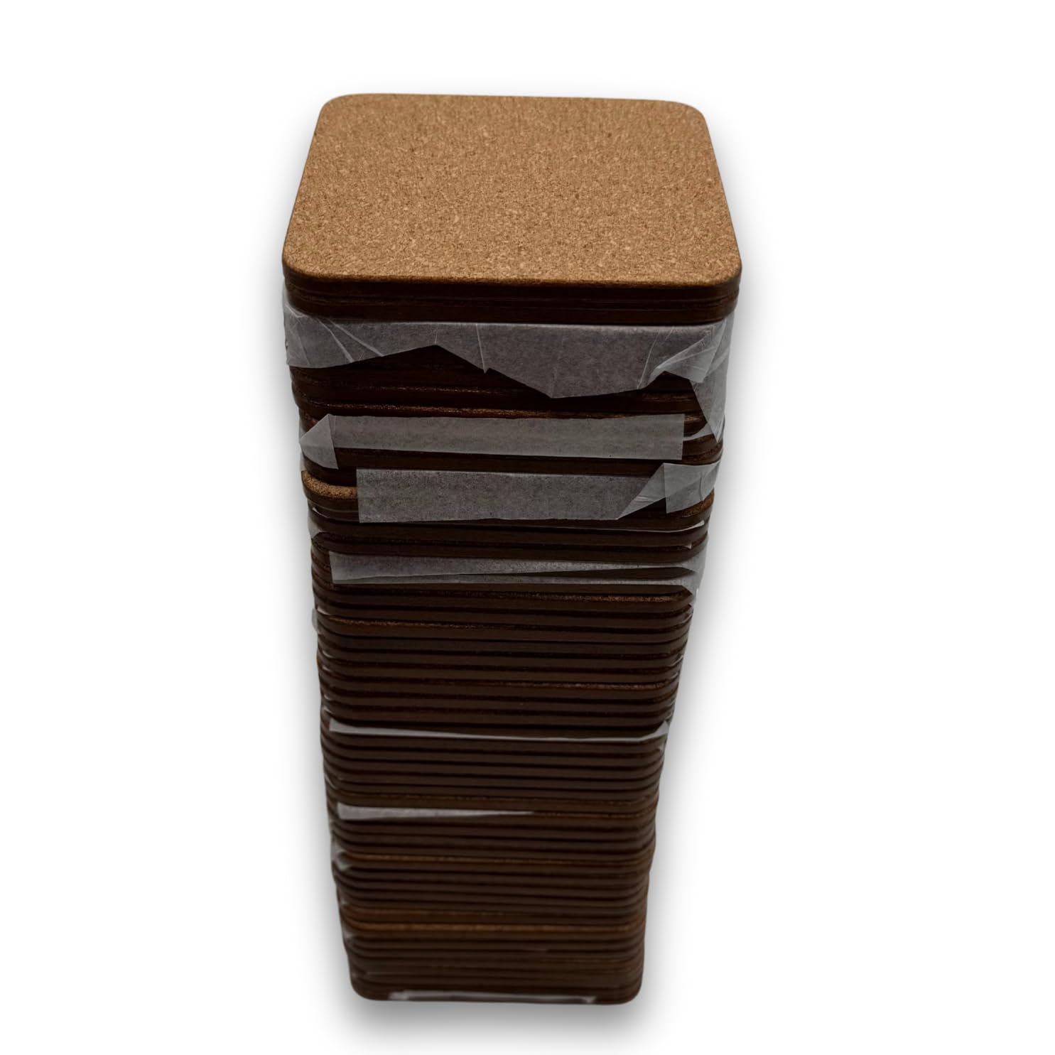 Lot de 50 dessous de verre vierges en MDF avec finition mate et dos en liège pour entreprise/personnel