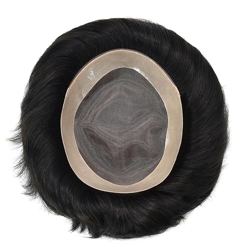 Miniatura 10 de Toupee - Sistema de cabello humano para hombre, duradero, con encaje fino, de poliuretano de repuesto alrededor de la piel de polietileno de