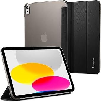 Spigen iPad 10th Generation Case 2022 10.9" Trifold Stand Cover for Apple Pencil Storage Charging Slim Lightweight Auto Sleep Liquid Airfolio ACS05415 Black