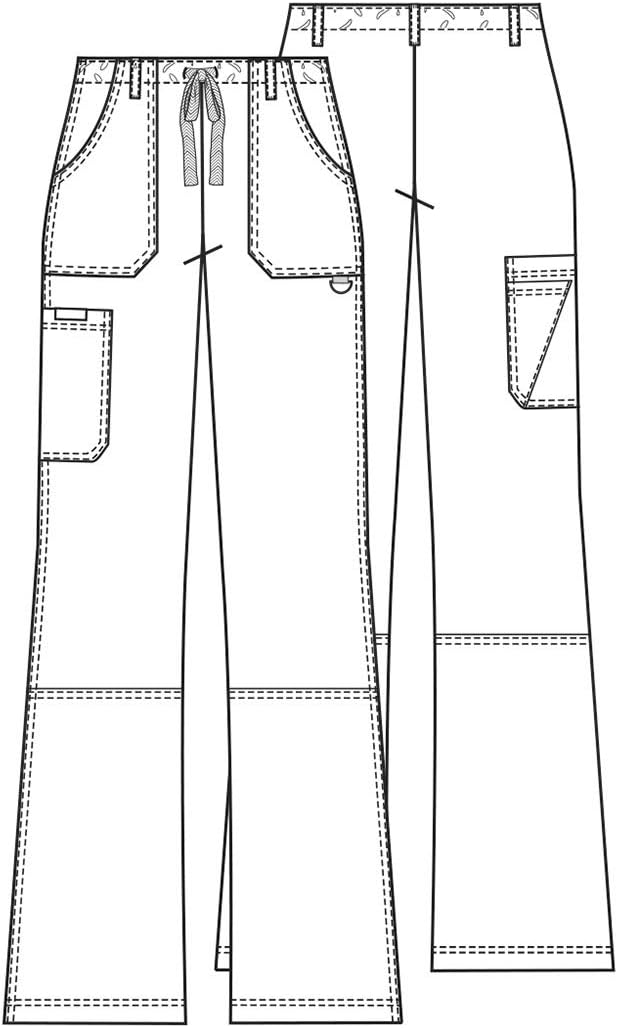 Cherokee Women Scrubs Pant Workwear Originals Drawstring Cargo 4020 | Modern Classic Fit, Low Rise, Straight Leg, Elastic Waist, D-Ring, Scissor Pocket, Knee Seams, Clinical Wear