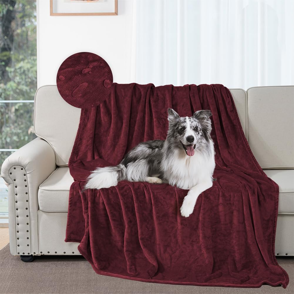 DUJUIKE Coperta impermeabile, coperta per cani, coperta per letto, coperta impermeabile per divano, in flanella delicata sulla pelle, adatta per cani, gatti, tappeto da campeggio (rosso vinaccia, 102
