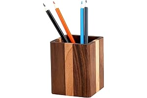 Natural Wood Desk Pen Holder