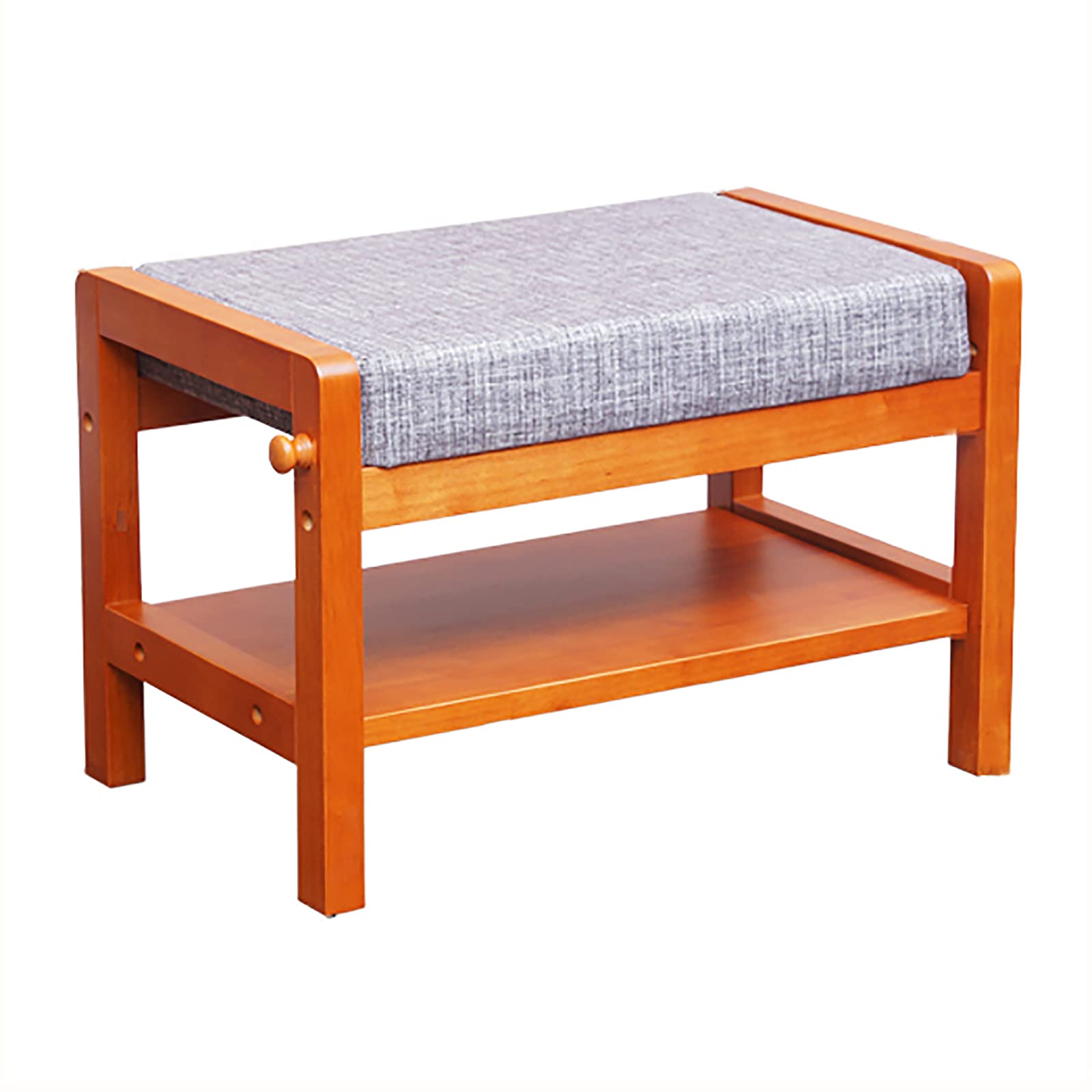 LFONDIGE Banco de Entrada de Madera Maciza, Banco Zapatero Vintage y Organizador de Zapatos, cómodo Banco tapizado para Guardar Cosas al pie de la Cama, 55 x 33 x 36 cm (22 x 13 x 14 Pulgadas)