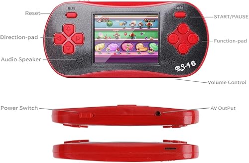 Vista 3 de Juego de Mano para Niños - FAMILY POCKET RS16 Controlador Clásico Portátil 260 Juegos Pantalla LCD de 2.5 Pulgadas Sistema de Video Juegos Arcade