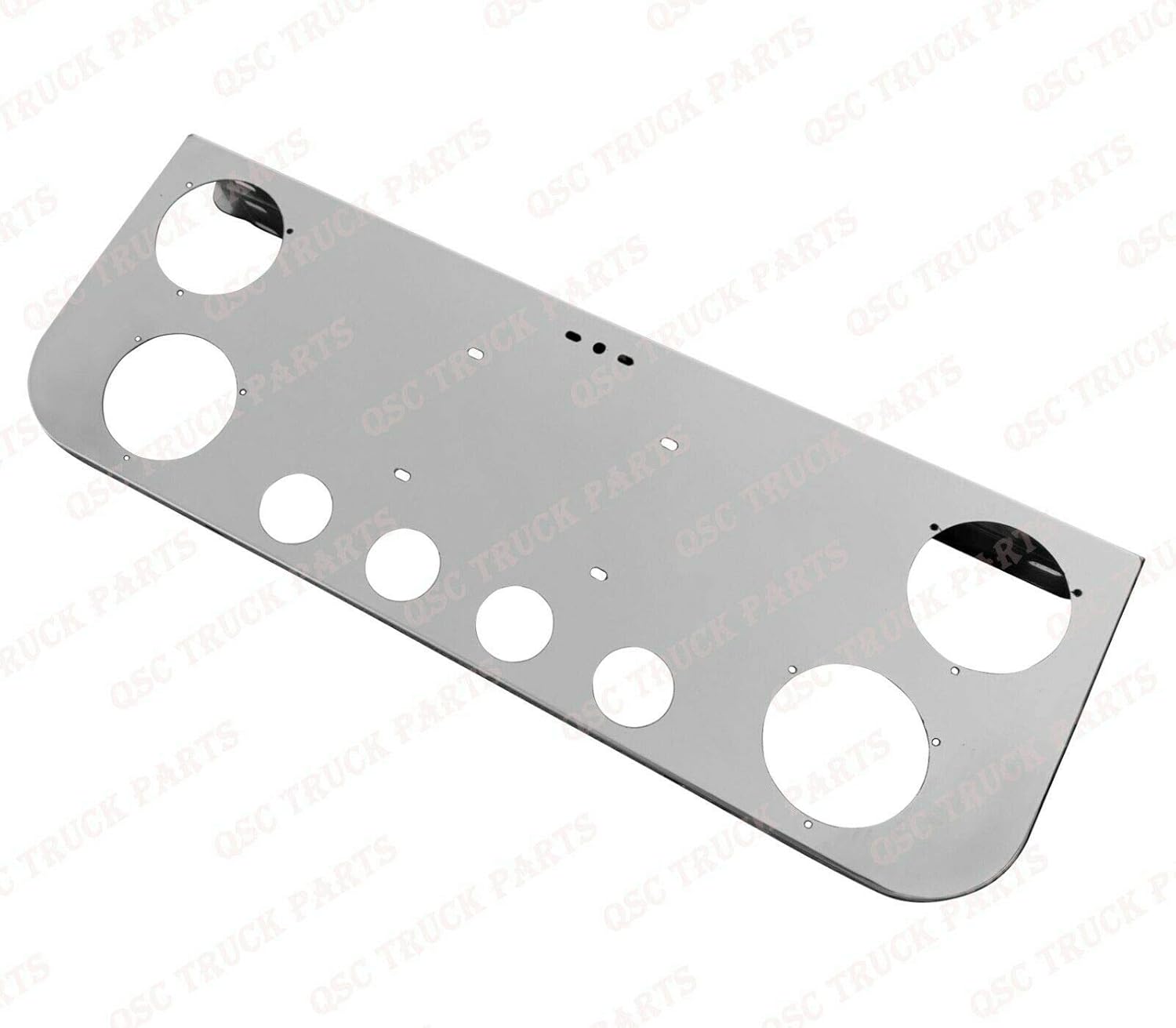 QSC Truck Parts Stainless Steel Rear Center Light Panel w/ 4" and 2" Red Round LED